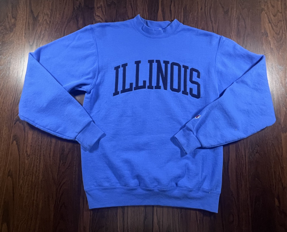 University of Illinois Crewneck Sweatshirt Blue Embroidered Womens Medium